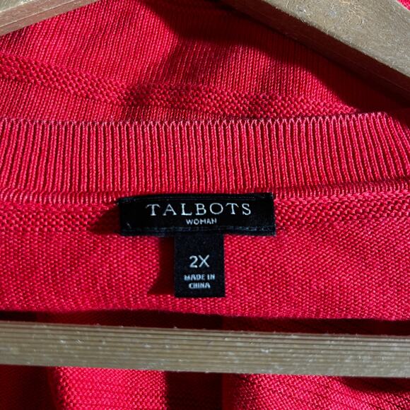 Talbots Cardigan Sweater Womens Size 3X Red Knit Long Sleeves Open Front Casual - Picture 6 of 9
